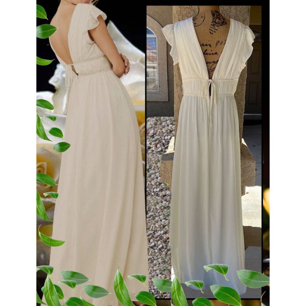 Lulus Tulle Ruffle Cream I'm All Yours Maxi Dress Size L - Picture 4 of 16